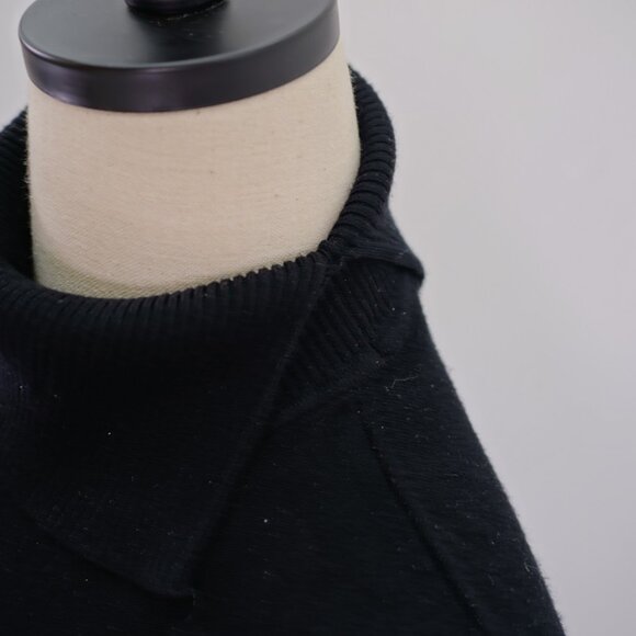Cable‎ & Gauge Large Black Ribbed Slit Mock Neck Sleeveless Sweater Fitted Waist - Picture 3 of 10